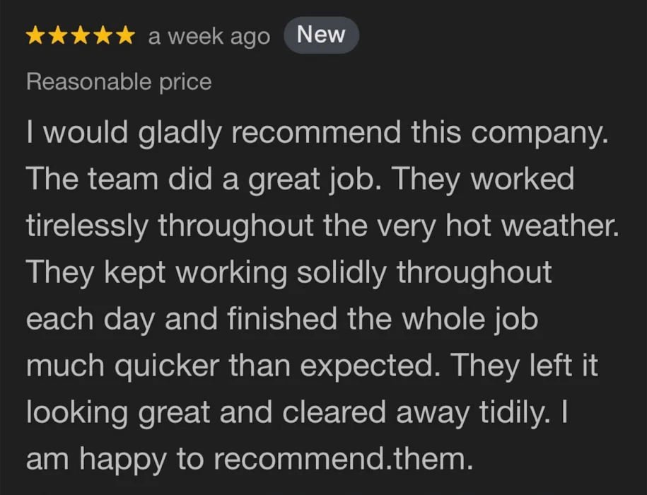 Five-star Google review for DriveScape Ltd driveway installation in Trowbridge